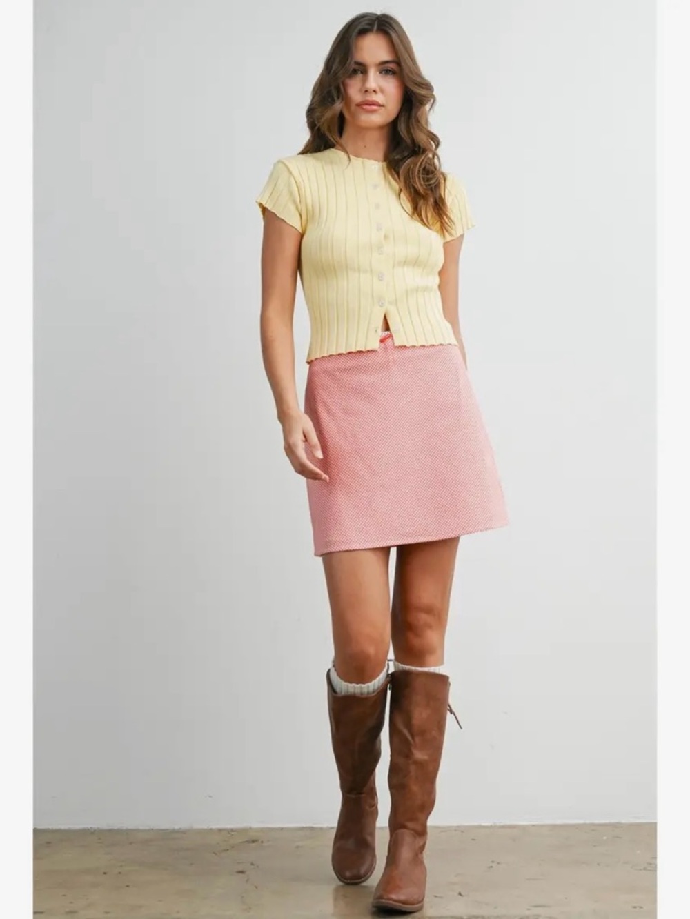 🆕🤍YELLOW POINTELLE TOP